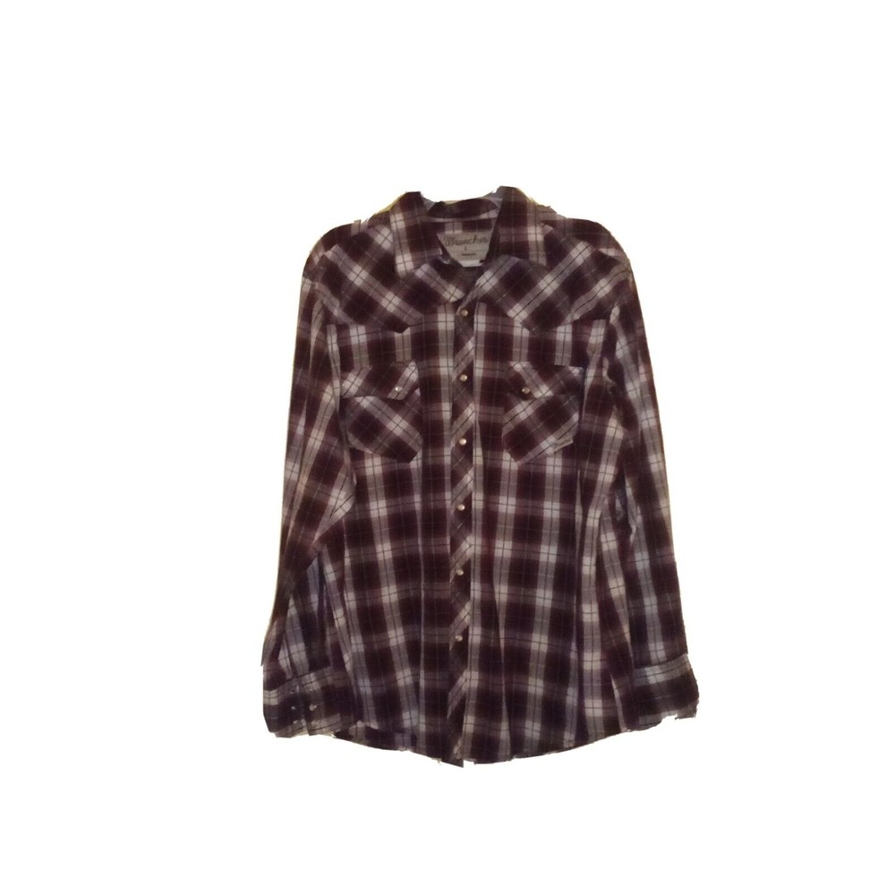 Wrangler Wrancher Pearl Snap Western Burgundy Shirt Men's Large